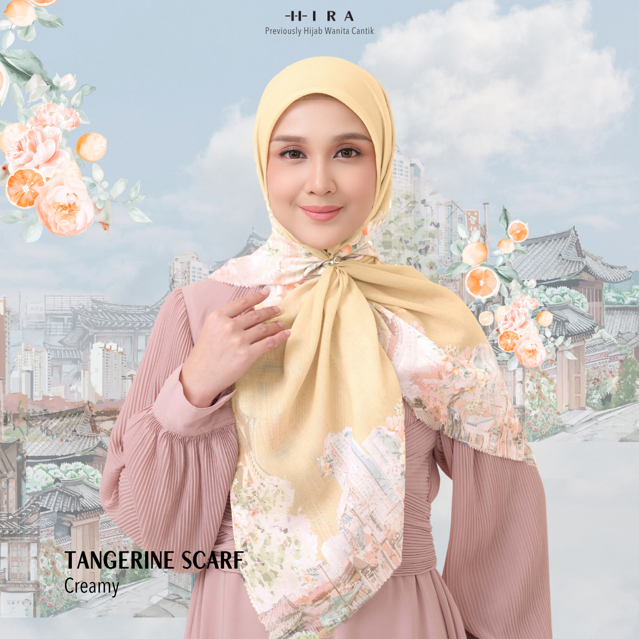 [Buy3 Get1 Free] HIRA - Tangerine Scarf Standar Voal Polycotton & Jumbo | Hijab Motif
