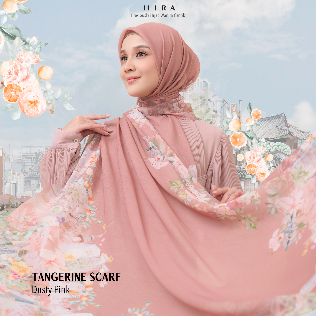 [Buy3 Get1 Free] HIRA - Tangerine Scarf Standar Voal Polycotton & Jumbo | Hijab Motif