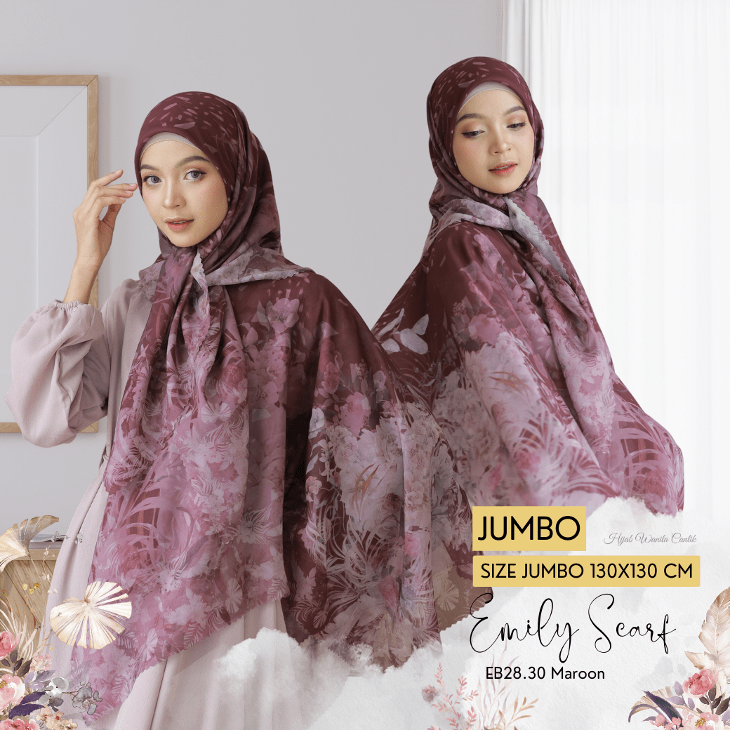 [Buy3 Get1 Free]  HIRA - Emily Scarf Polycotton Standar & Jumbo | Hijab Motif Vintage