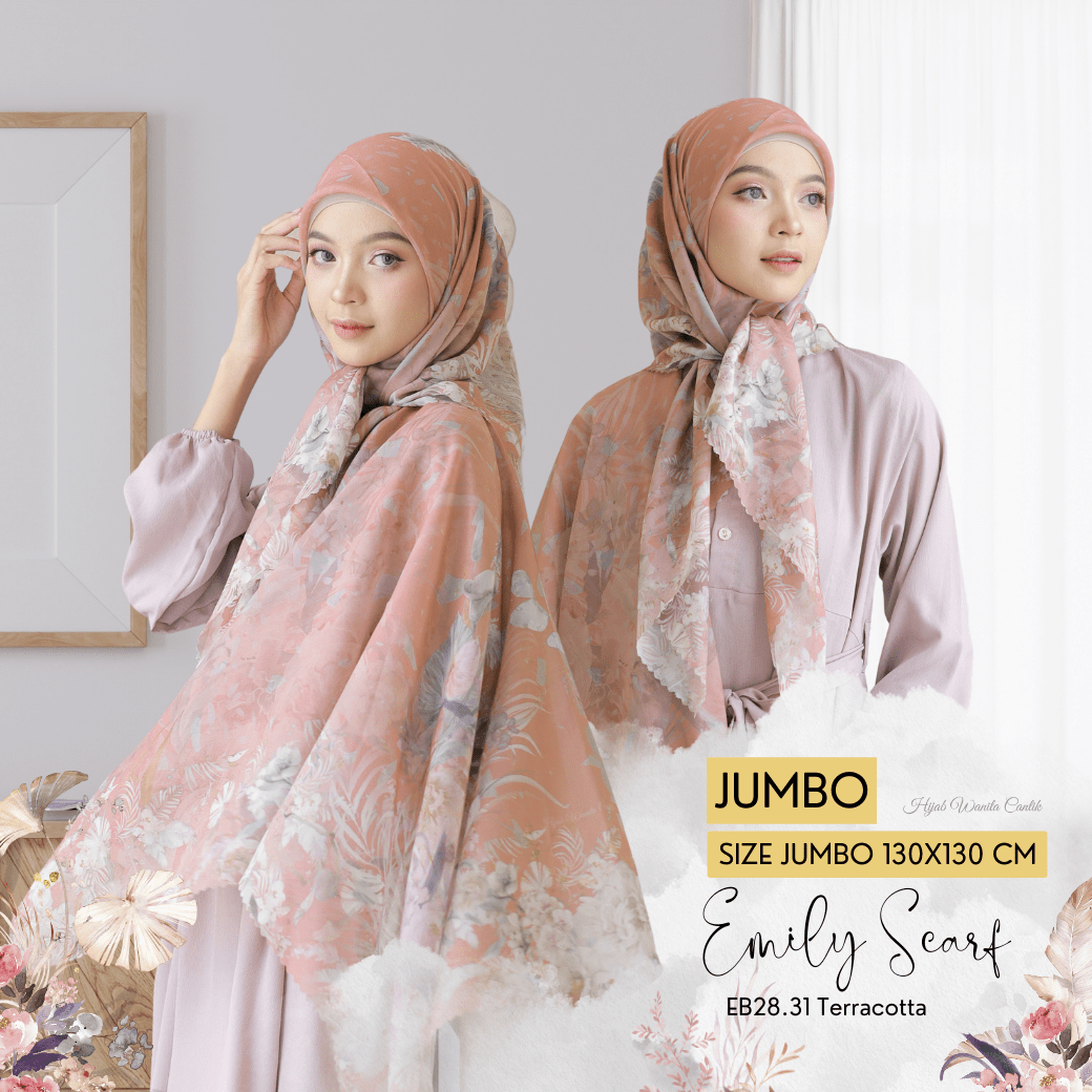 [Buy3 Get1 Free]  HIRA - Emily Scarf Polycotton Standar & Jumbo | Hijab Motif Vintage