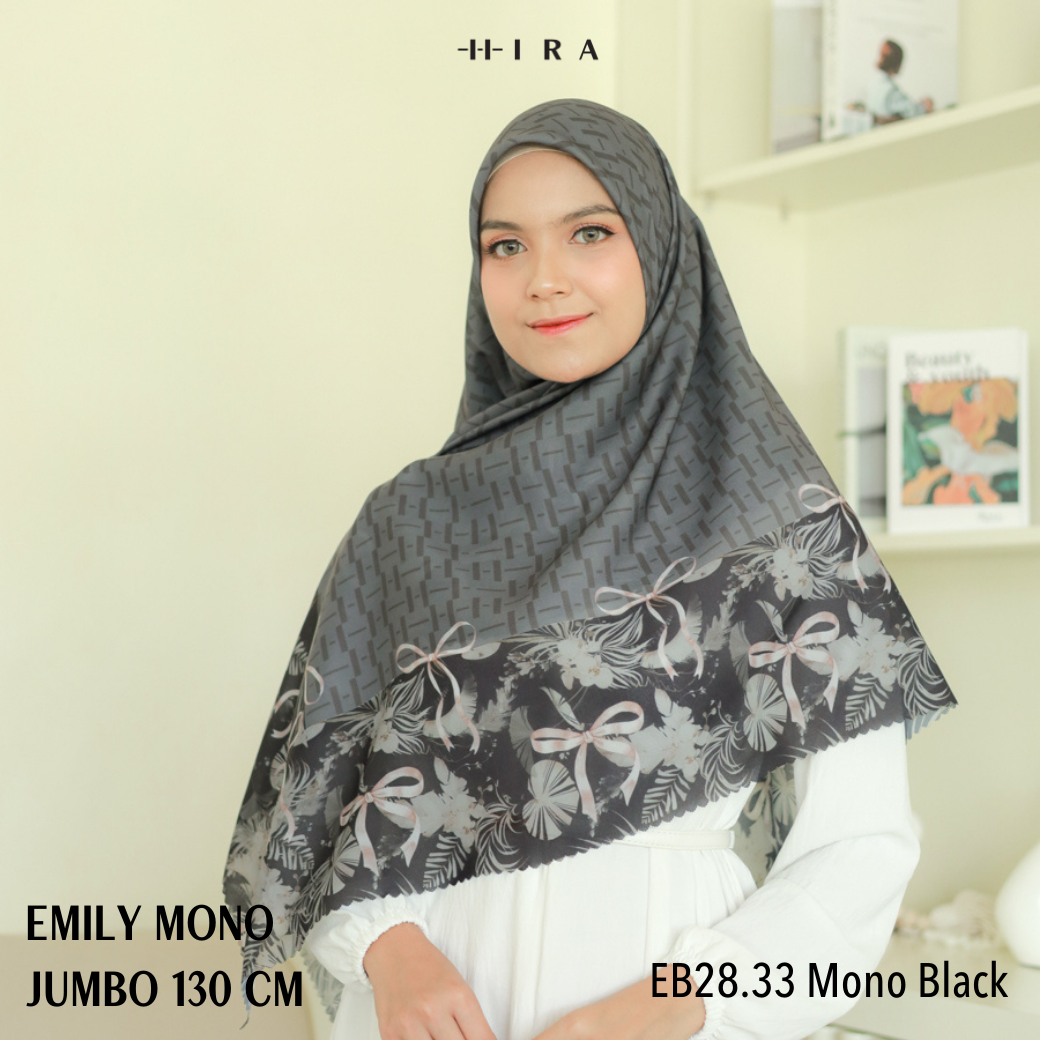 [Buy3 Get1 Free] HIRA - Emily Scarf Mono Coquette Polycotton Standar & Jumbo | Hijab Motif Vintage
