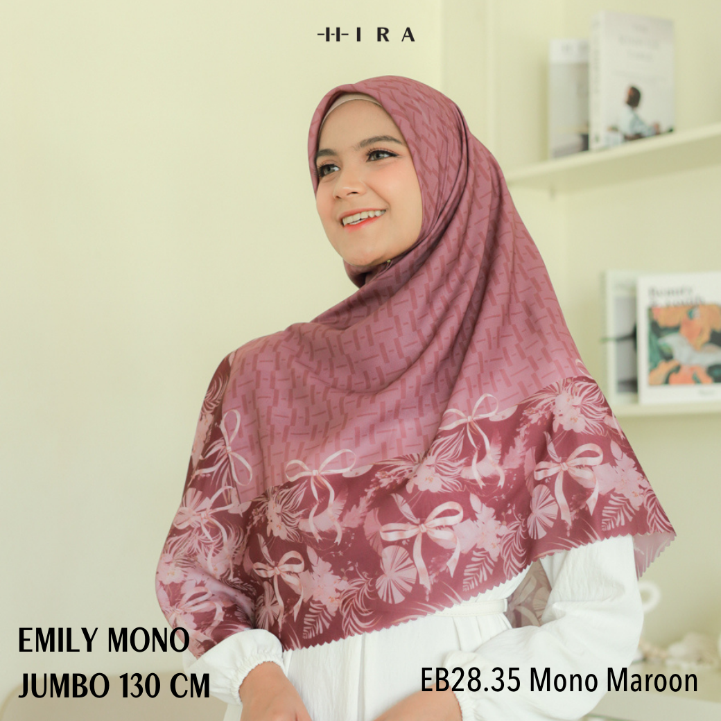 [Buy3 Get1 Free] HIRA - Emily Scarf Mono Coquette Polycotton Standar & Jumbo | Hijab Motif Vintage