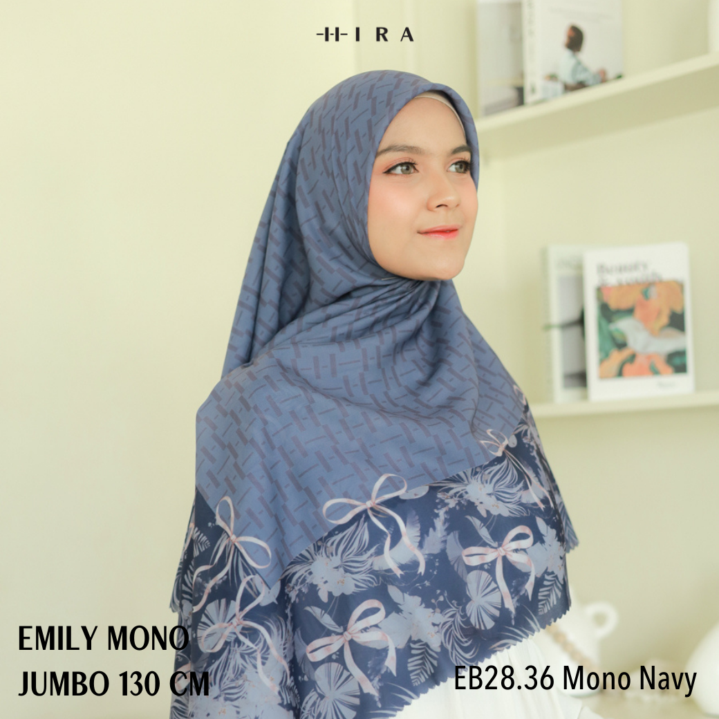 [Buy3 Get1 Free] HIRA - Emily Scarf Mono Coquette Polycotton Standar & Jumbo | Hijab Motif Vintage
