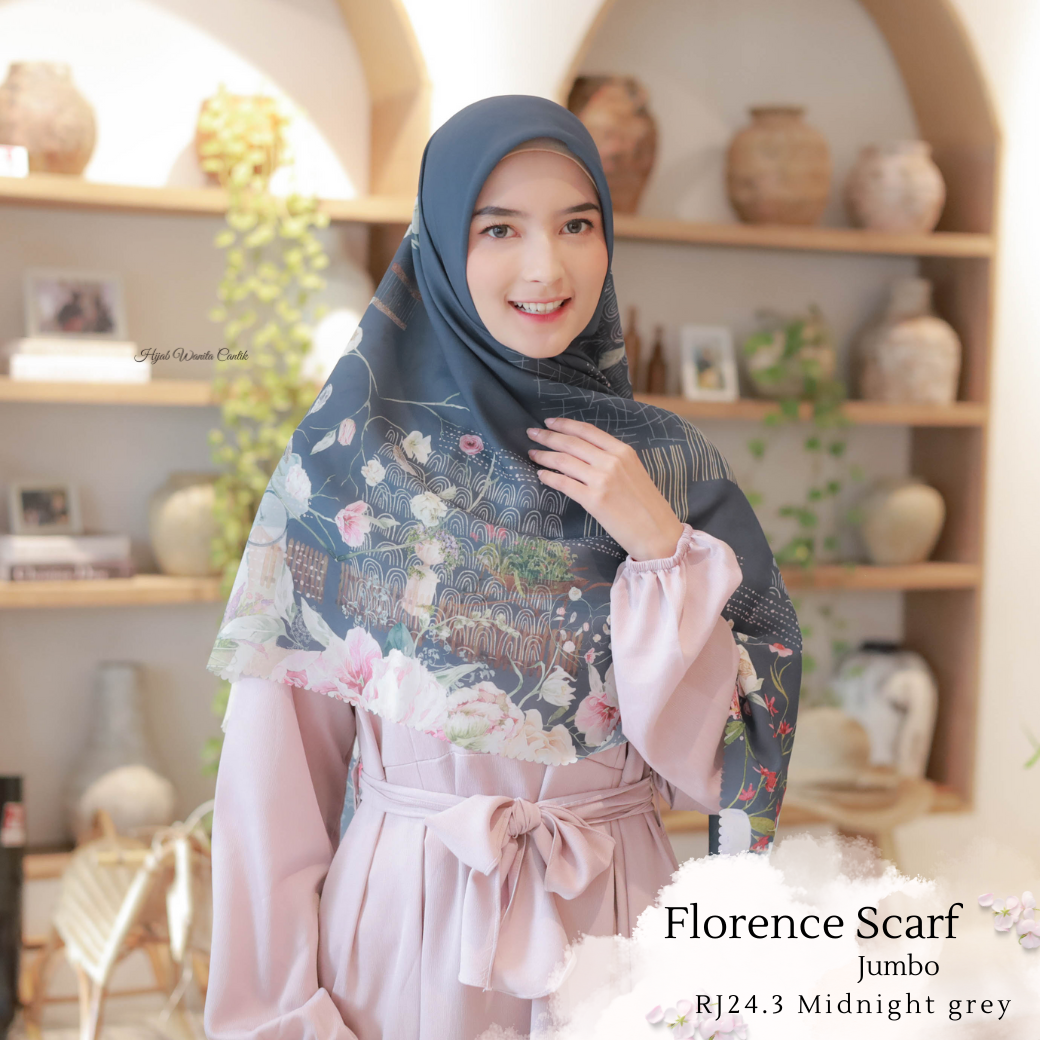 HIRA - Segiempat Florence Scarf Series | Hijab Voal Motif Premium & Jumbo Polycotton