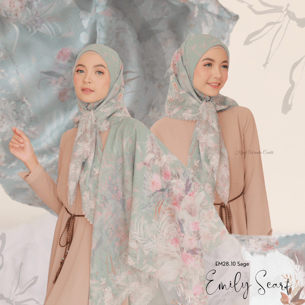 [Buy3 Get1 Free]  HIRA - Emily Scarf Polycotton Standar & Jumbo | Hijab Motif Vintage