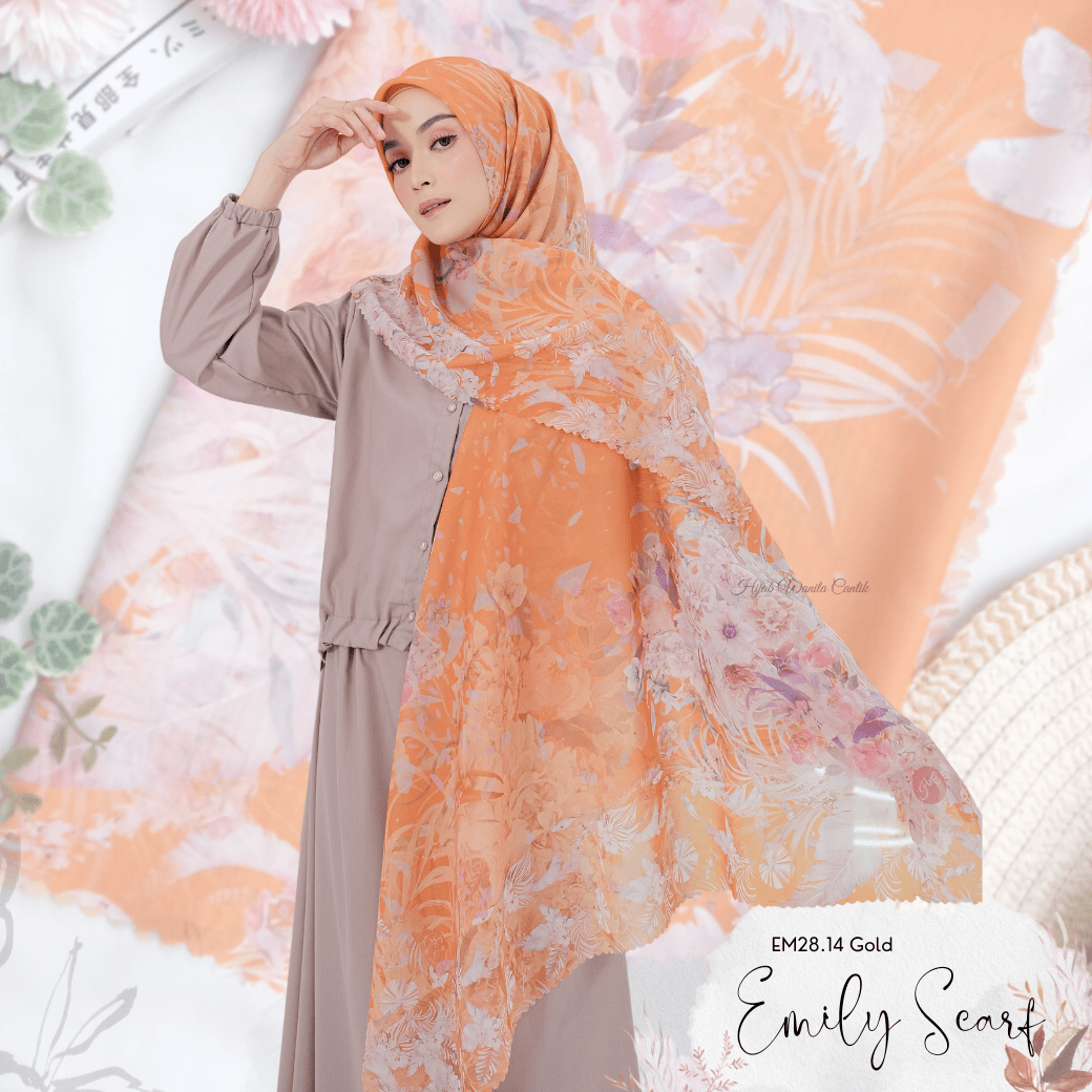 [Buy3 Get1 Free]  HIRA - Emily Scarf Polycotton Standar & Jumbo | Hijab Motif Vintage