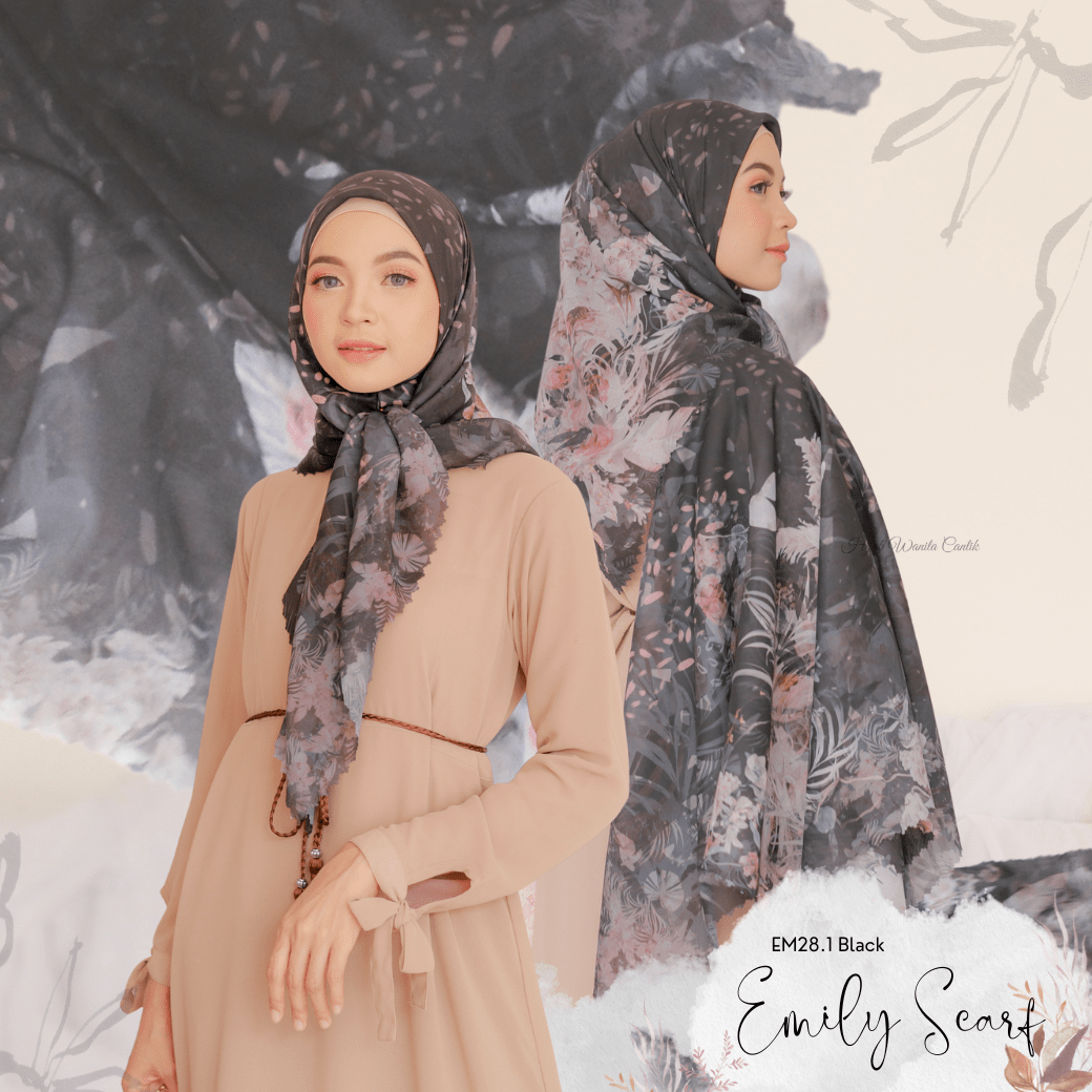 [Buy3 Get1 Free]  HIRA - Emily Scarf Polycotton Standar & Jumbo | Hijab Motif Vintage