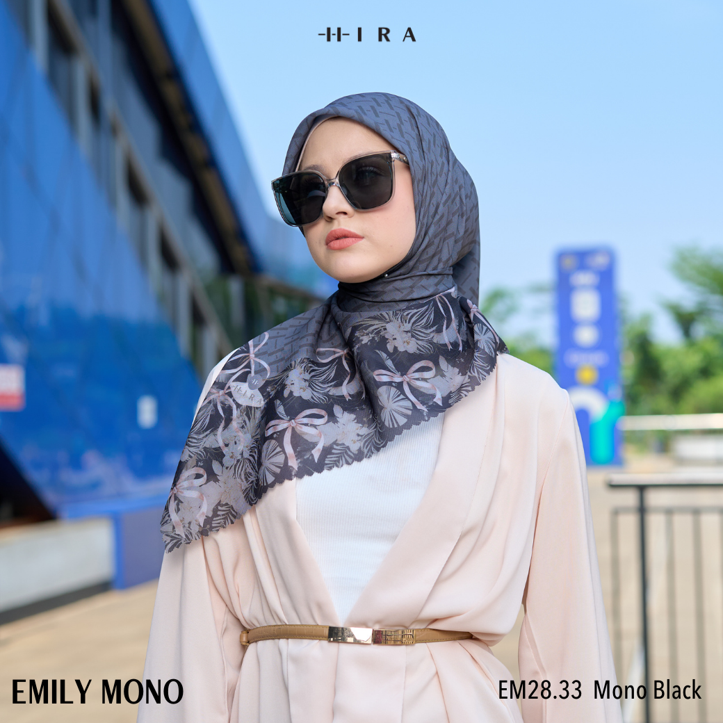 [Buy3 Get1 Free] HIRA - Emily Scarf Mono Coquette Polycotton Standar & Jumbo | Hijab Motif Vintage