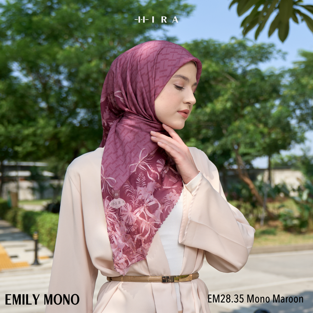 [Buy3 Get1 Free] HIRA - Emily Scarf Mono Coquette Polycotton Standar & Jumbo | Hijab Motif Vintage