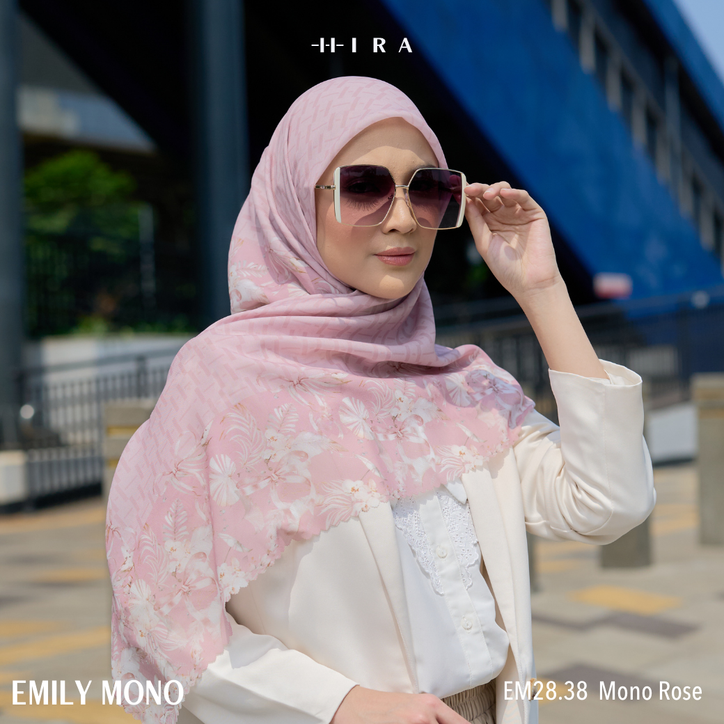 [Buy3 Get1 Free] HIRA - Emily Scarf Mono Coquette Polycotton Standar & Jumbo | Hijab Motif Vintage