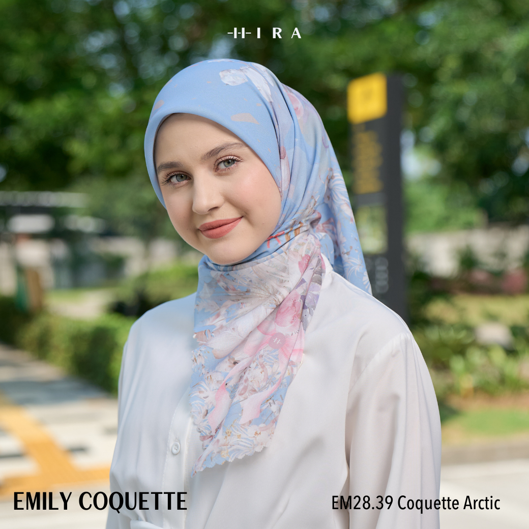[Buy3 Get1 Free] HIRA - Emily Scarf Mono Coquette Polycotton Standar & Jumbo | Hijab Motif Vintage