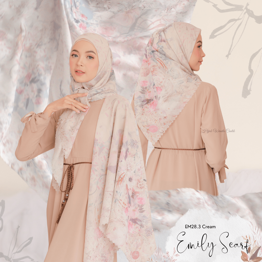 [Buy3 Get1 Free]  HIRA - Emily Scarf Polycotton Standar & Jumbo | Hijab Motif Vintage