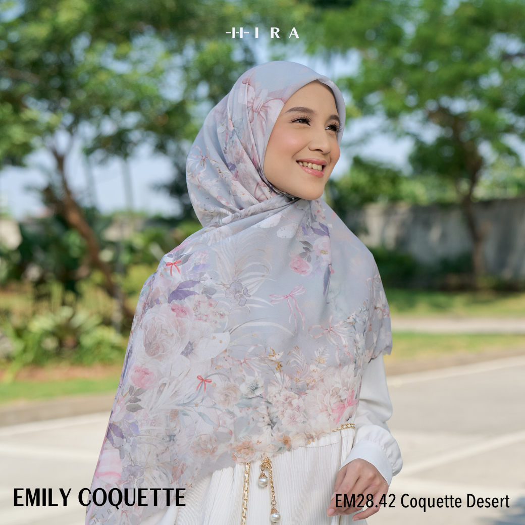 [Buy3 Get1 Free] HIRA - Emily Scarf Mono Coquette Polycotton Standar & Jumbo | Hijab Motif Vintage