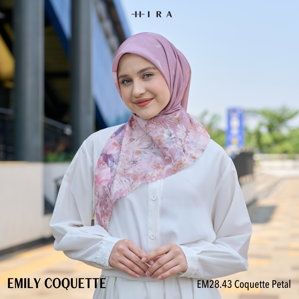 [Buy3 Get1 Free] HIRA - Emily Scarf Mono Coquette Polycotton Standar & Jumbo | Hijab Motif Vintage