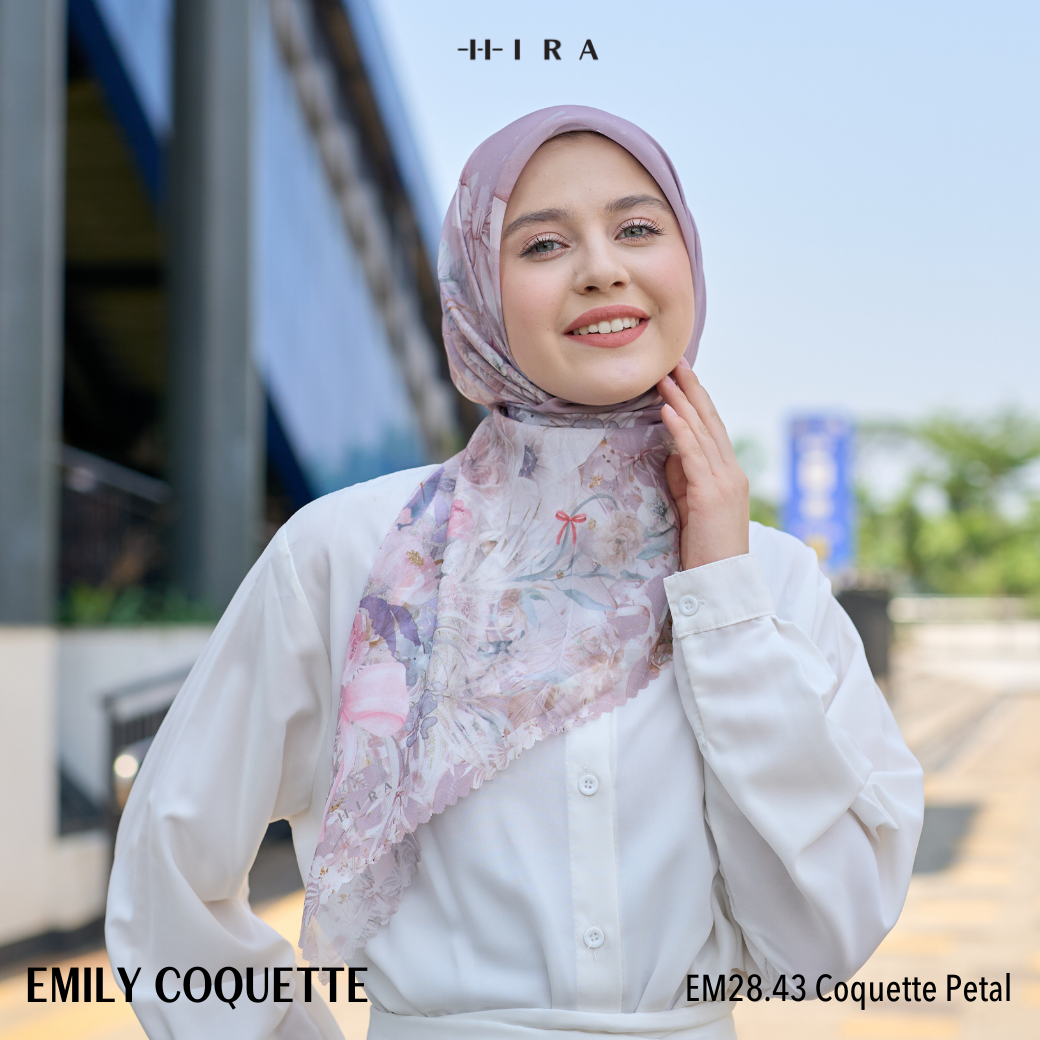 [Buy3 Get1 Free] HIRA - Emily Scarf Mono Coquette Polycotton Standar & Jumbo | Hijab Motif Vintage