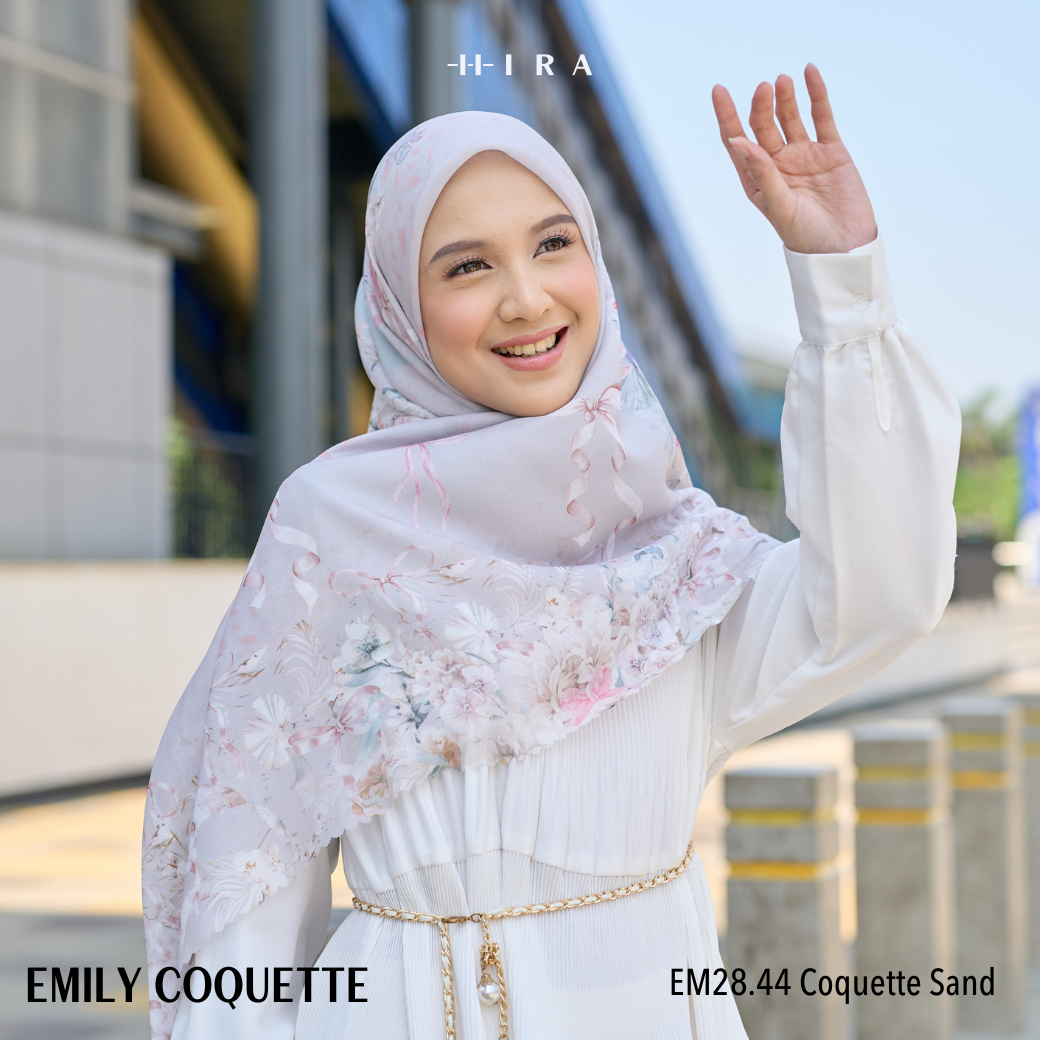 [Buy3 Get1 Free] HIRA - Emily Scarf Mono Coquette Polycotton Standar & Jumbo | Hijab Motif Vintage