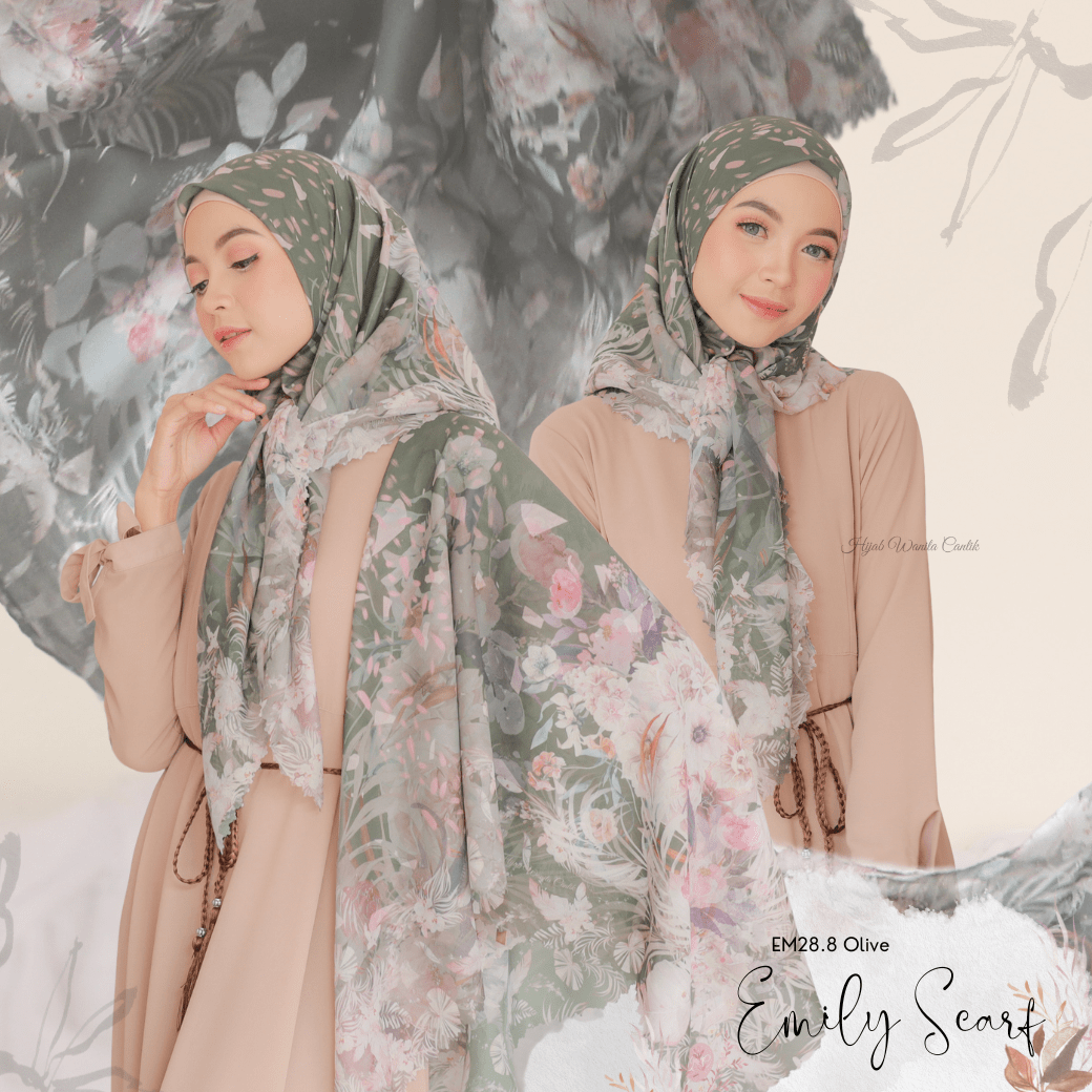 [Buy3 Get1 Free]  HIRA - Emily Scarf Polycotton Standar & Jumbo | Hijab Motif Vintage
