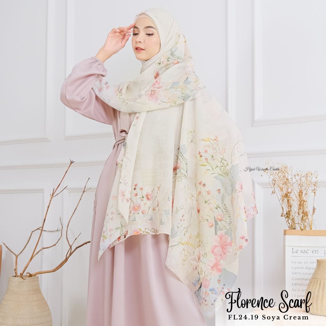 HIRA - Segiempat Florence Scarf Series | Hijab Voal Motif Premium & Jumbo Polycotton