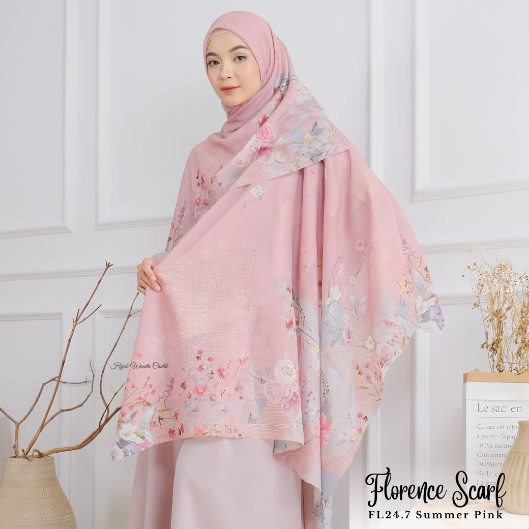 HIRA - Segiempat Florence Scarf Series | Hijab Voal Motif Premium & Jumbo Polycotton