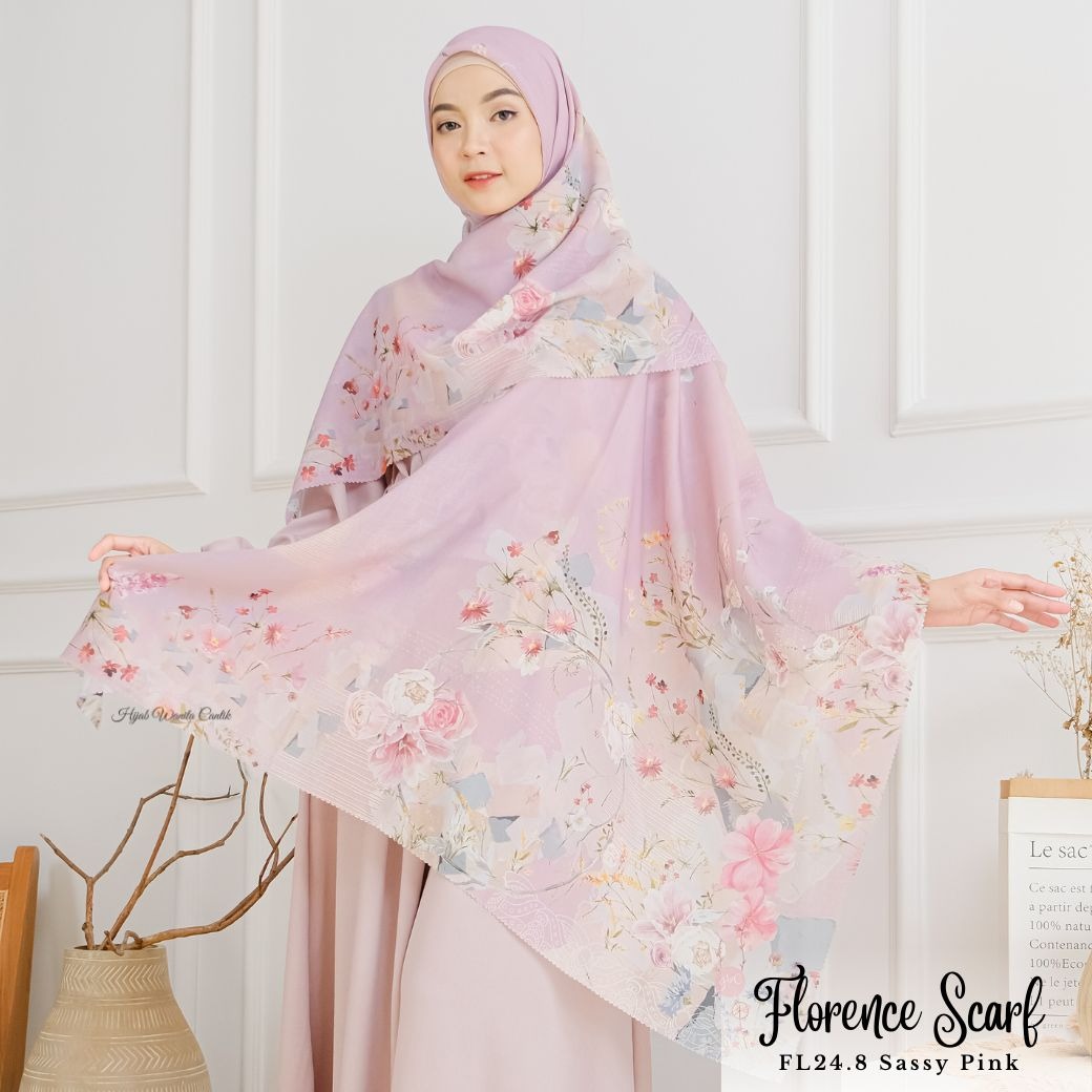 HIRA - Segiempat Florence Scarf Series | Hijab Voal Motif Premium & Jumbo Polycotton