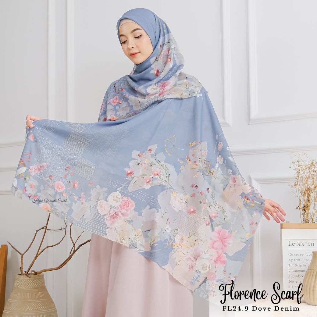 HIRA - Segiempat Florence Scarf Series | Hijab Voal Motif Premium & Jumbo Polycotton