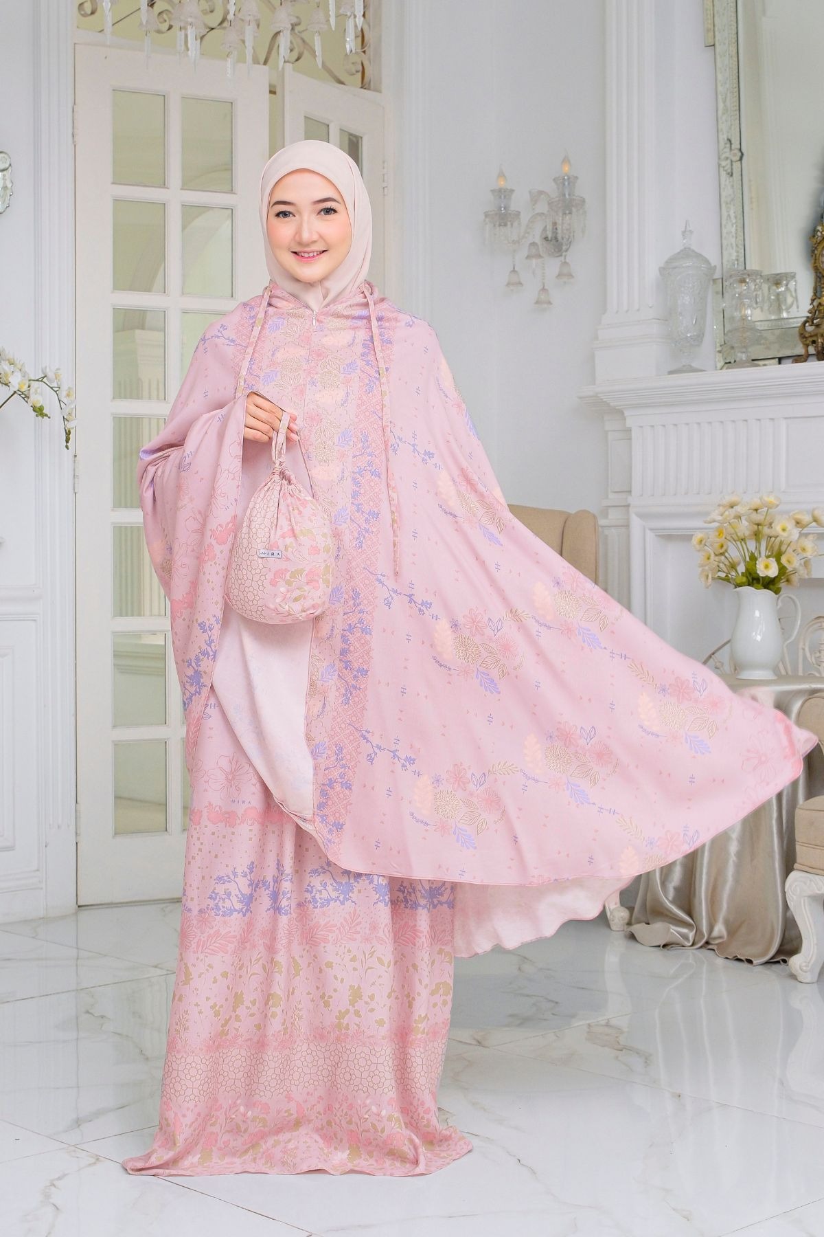 HIRA | Mukena Flora Prayer Set Printing Bahan katun rayon Motif Exclusive Hampers
