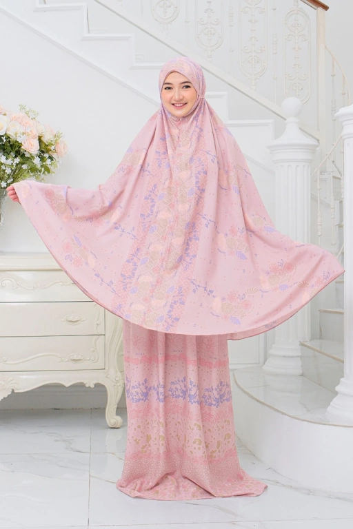 Image of Mukena Flora - Mukena Katun | Cotton Fine Prayer Set | Peach - FM03.5
