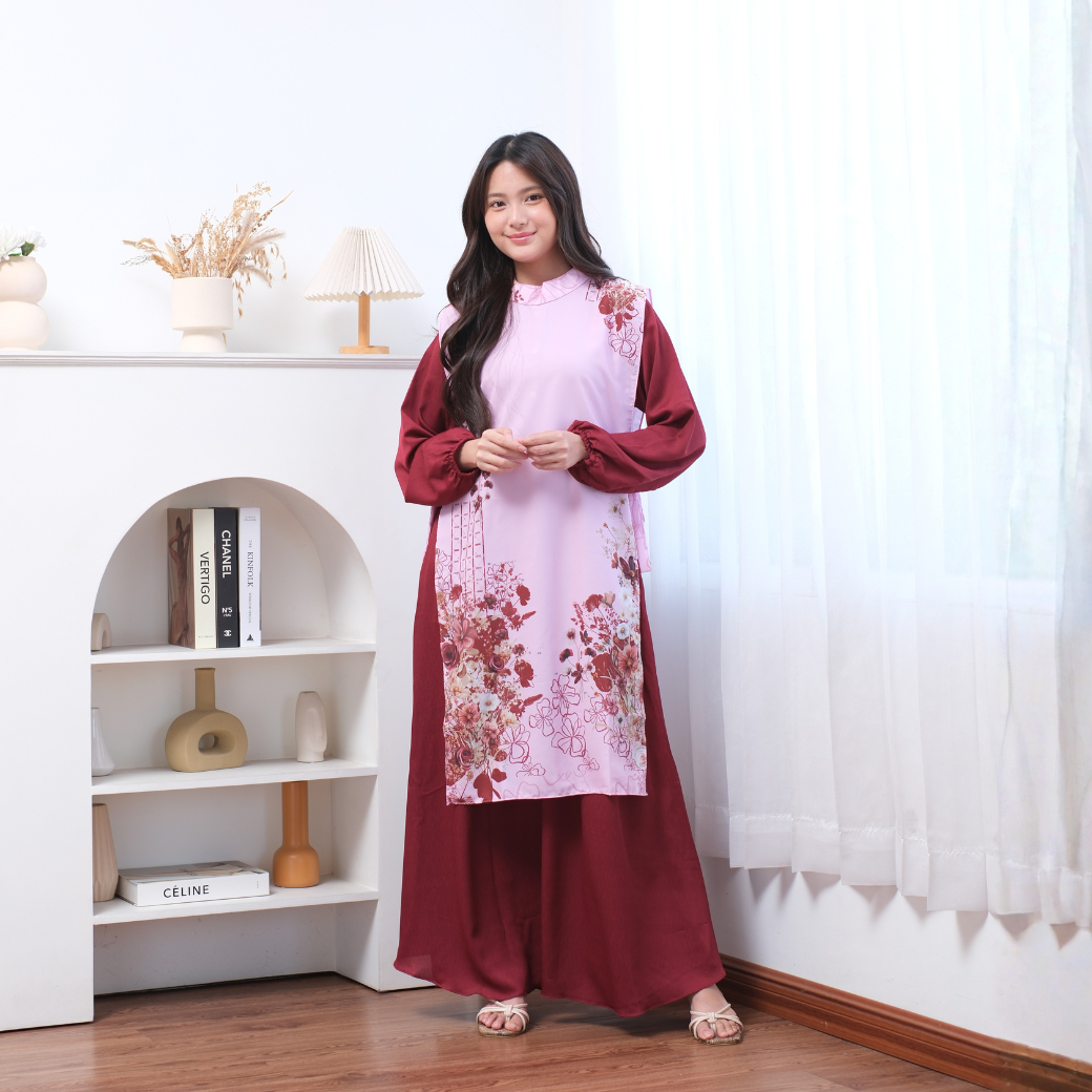 Gea Dress & Vest - Maroon