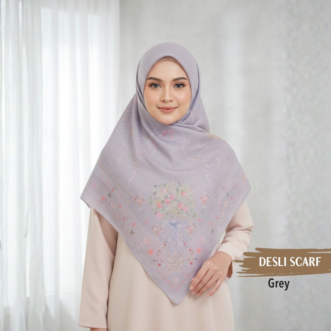 [Buy3 Get1 Free] HIRA -   Desly Scarf  Series Hijab Voal Pollycotton Motif Premium Lasercut