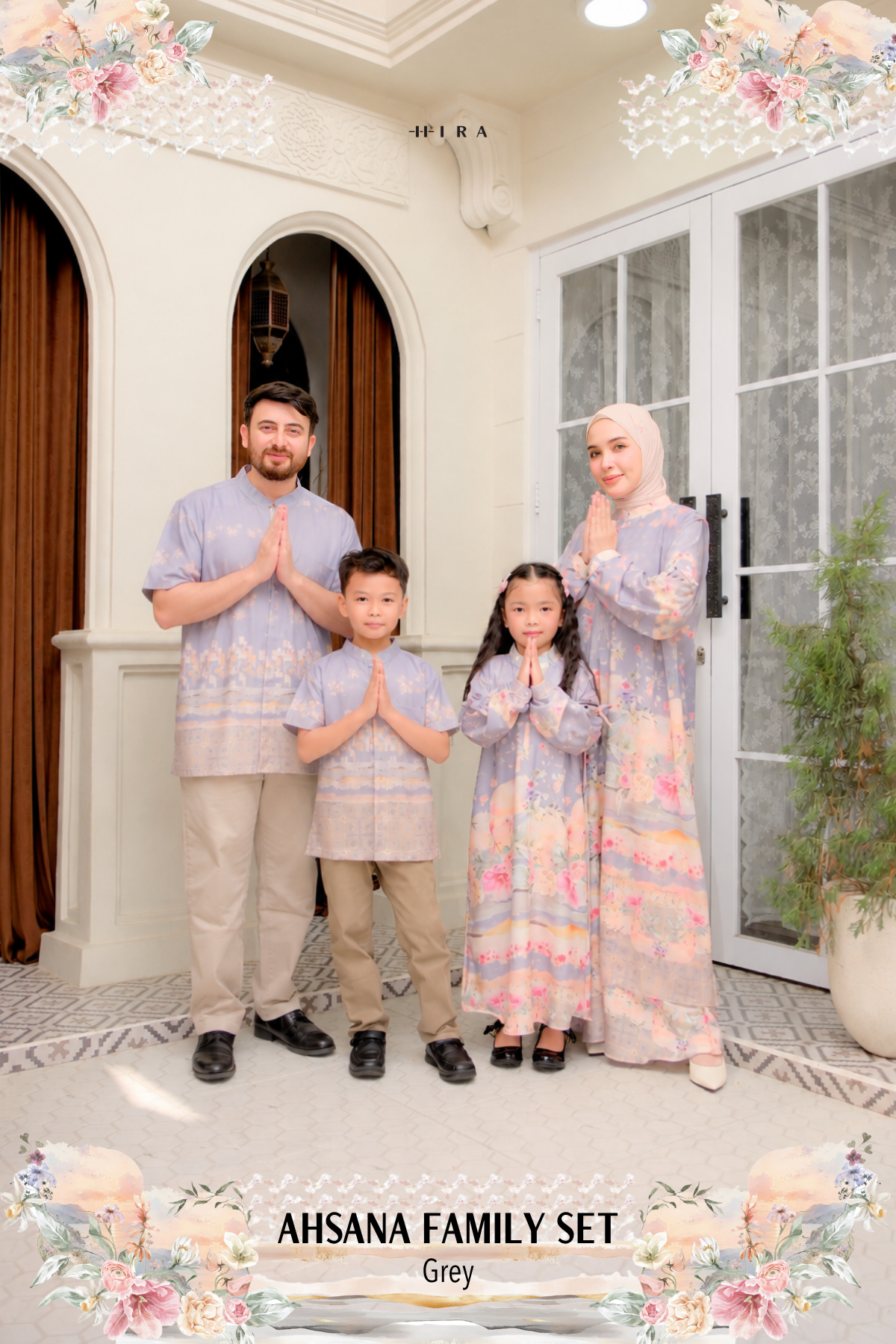 AHSANA Family Set — Grey | HIRA Raya 2027