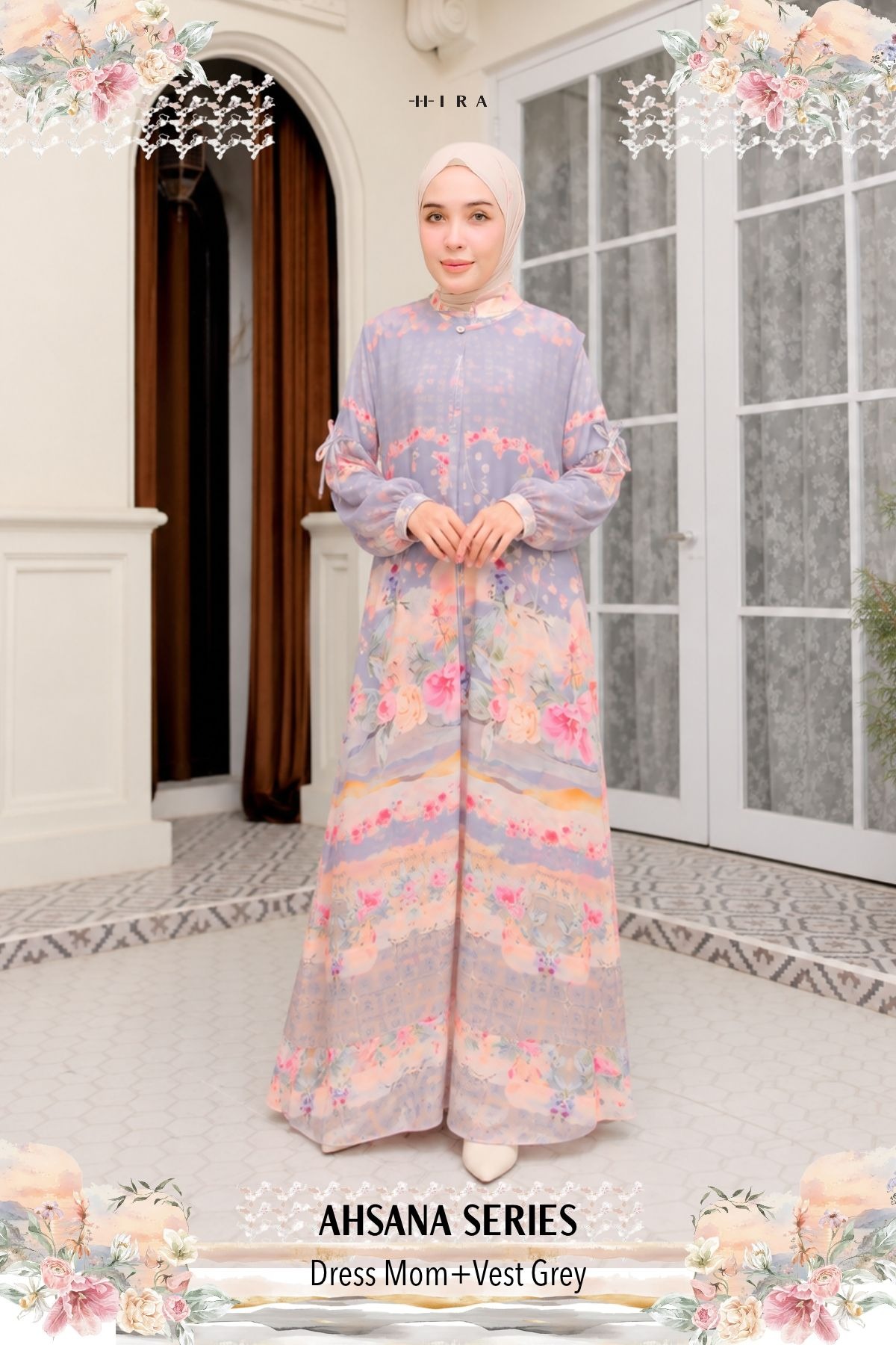 AHSANA Family Set — Grey | HIRA Raya 2027