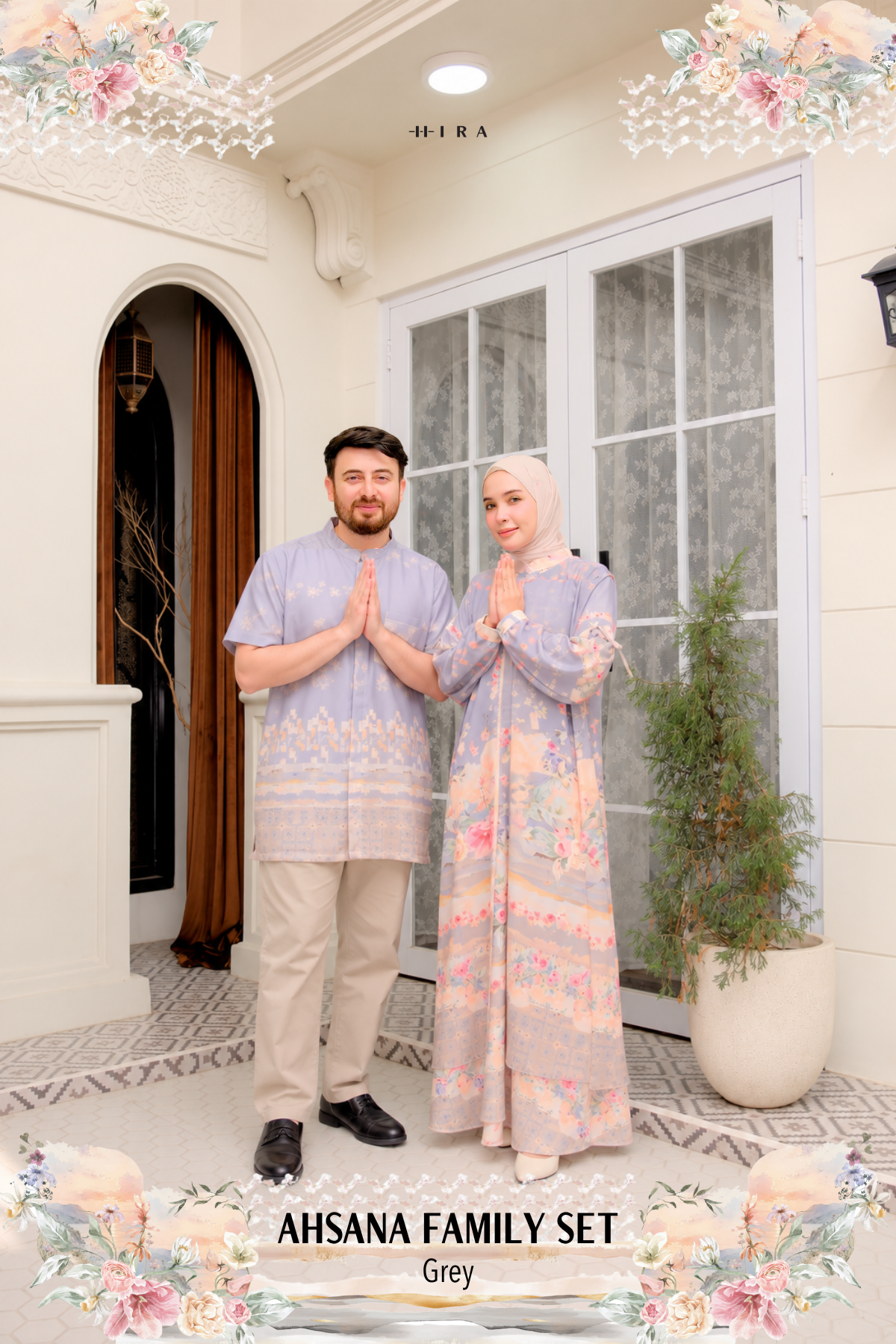 AHSANA Family Set — Grey | HIRA Raya 2027