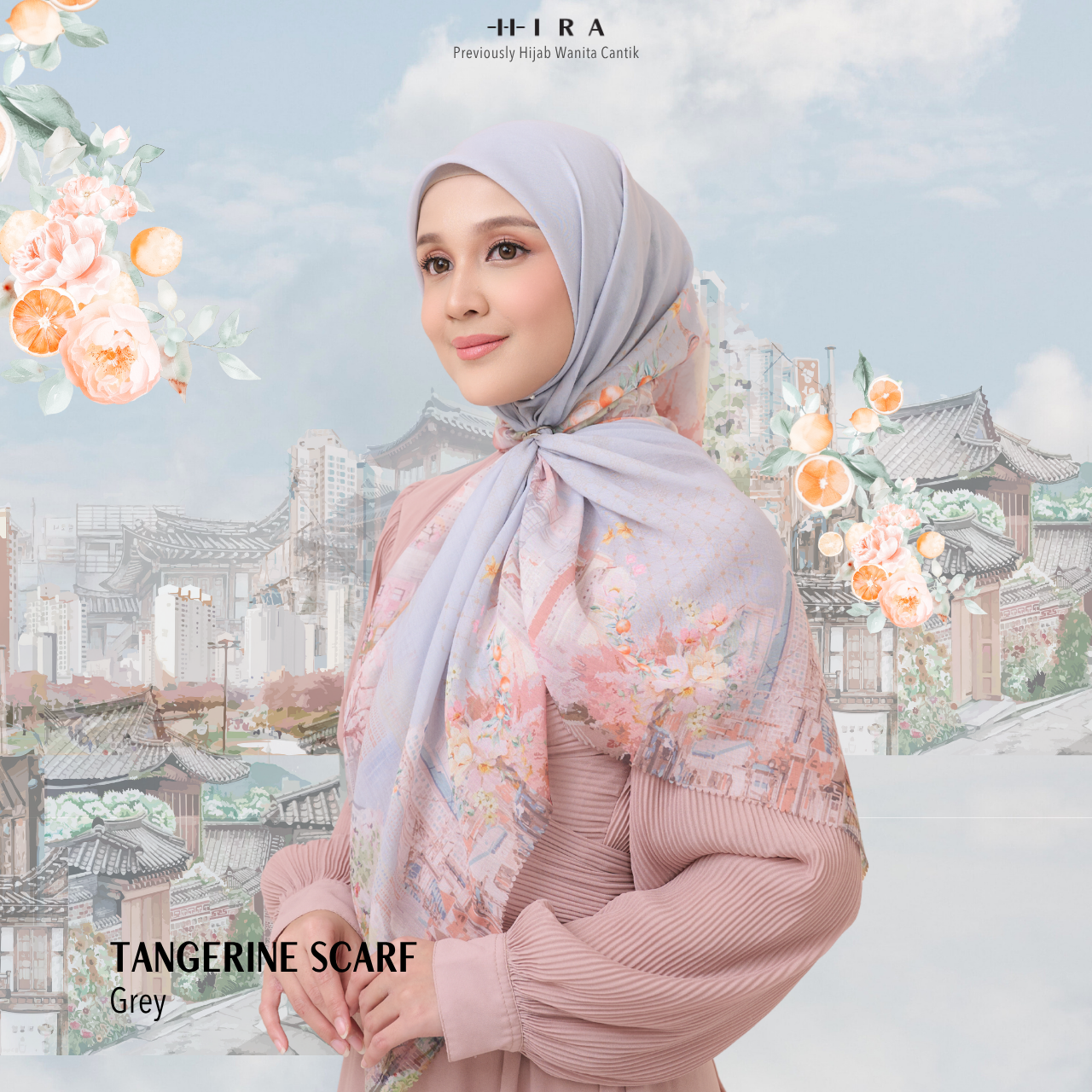 [Buy3 Get1 Free] HIRA - Tangerine Scarf Standar Voal Polycotton & Jumbo | Hijab Motif