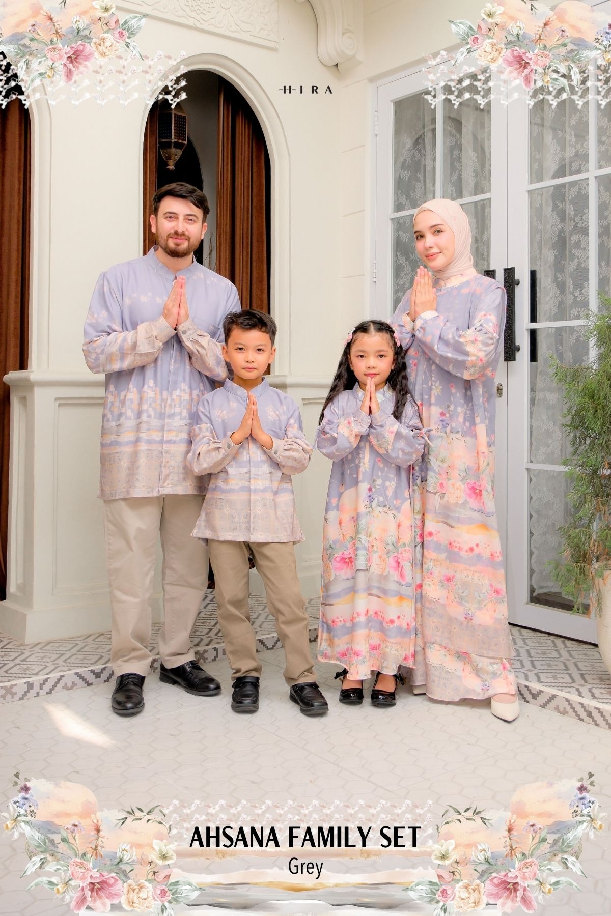 AHSANA Family Set — Grey | HIRA Raya 2027