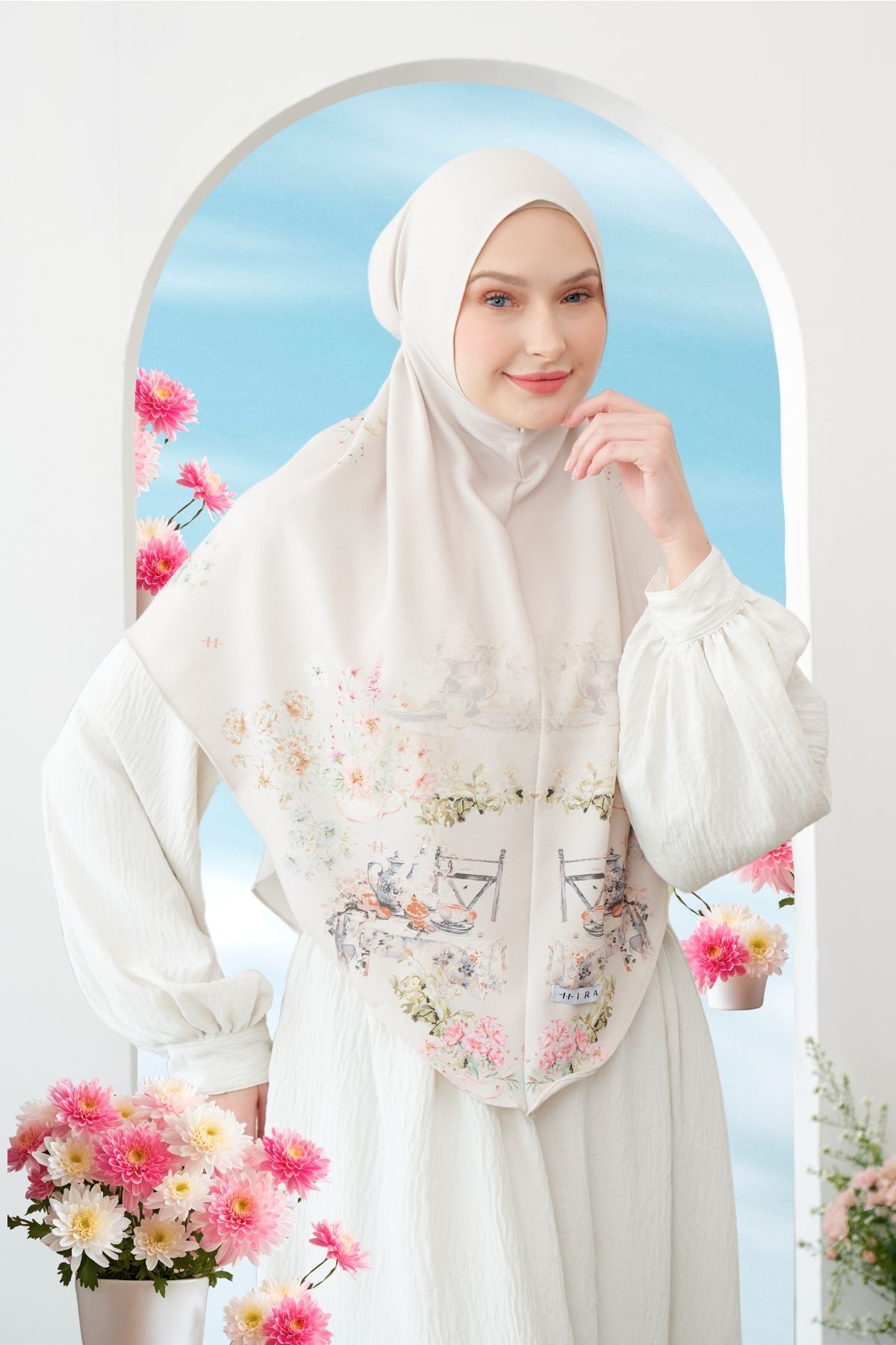 HIRA Instan Baiti - Bergo Camellia Hijab Hamidah | Jilbab Premium Printing Diamond