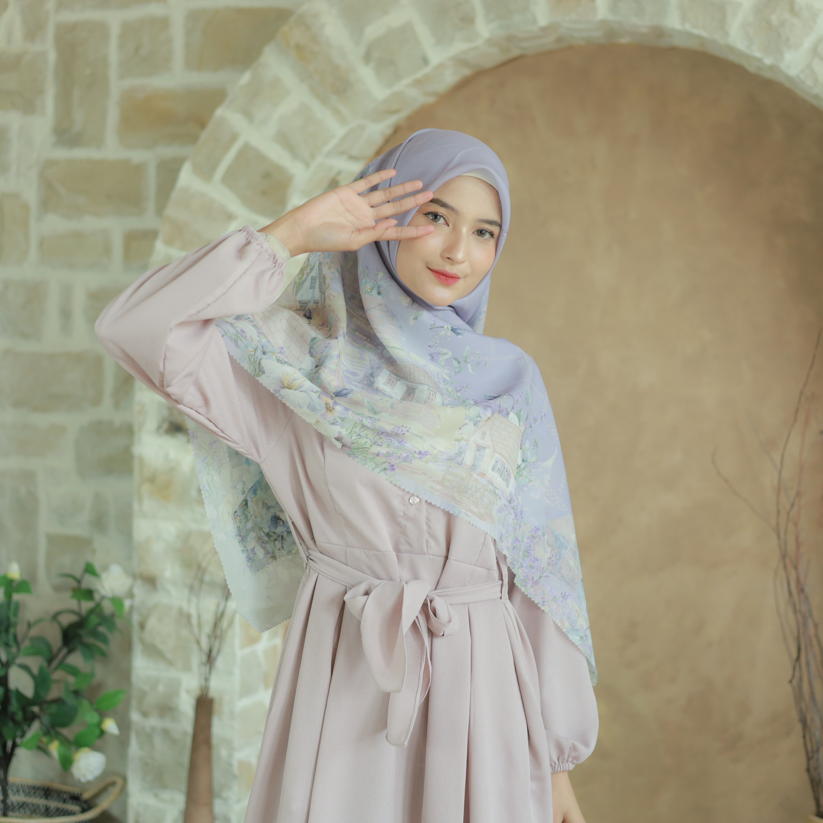 HIRA - Lavender Scarf | Hijab Voal Motif Premium & Jumbo Polycotton