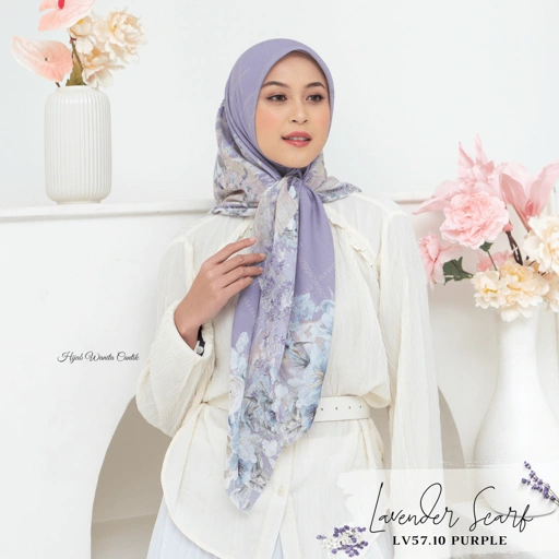Image of HIRA - Lavender Scarf | Hijab Voal Motif Premium & Jumbo Polycotton