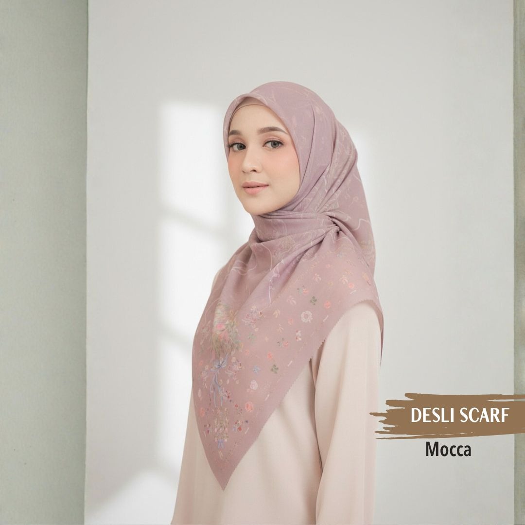 [Buy3 Get1 Free] HIRA -   Desly Scarf  Series Hijab Voal Pollycotton Motif Premium Lasercut