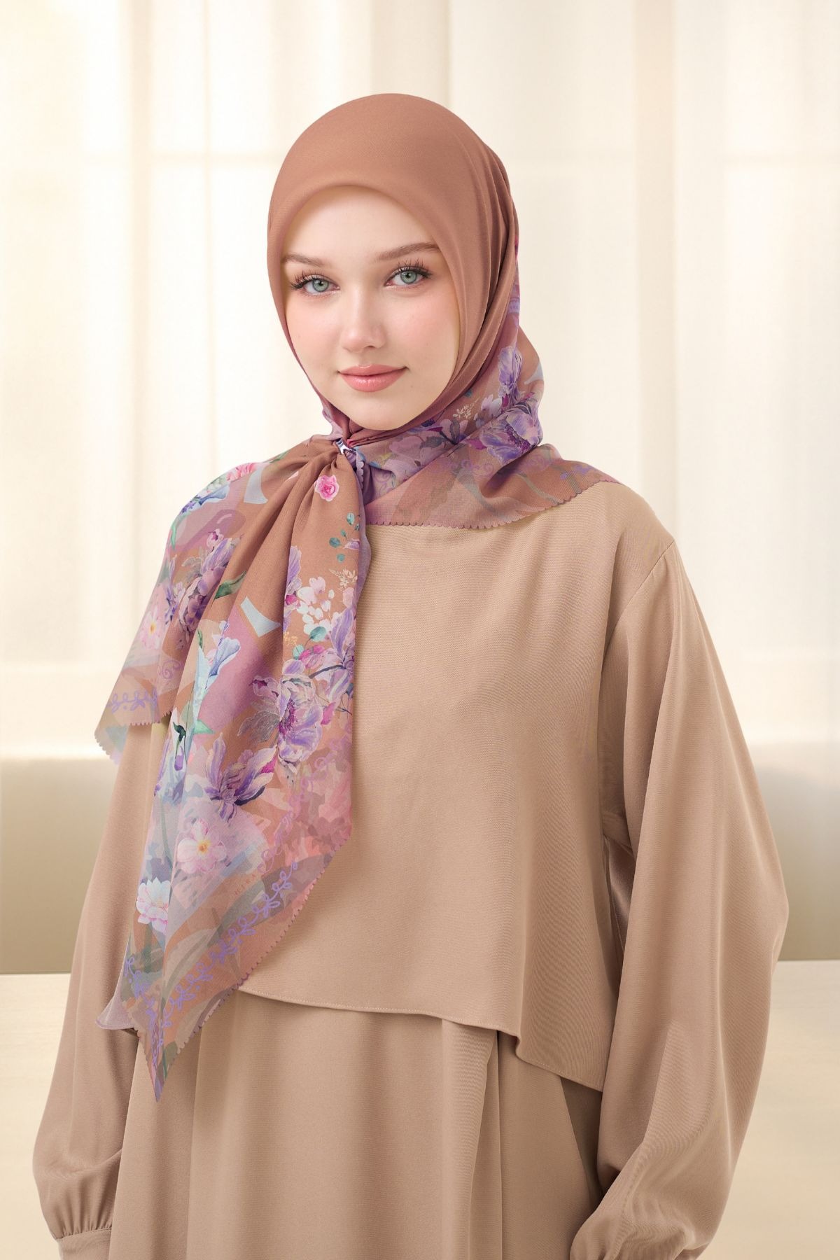 HIRA - LEAF Series Hijab Mirea Scarf Segiempat Voal Motif Printing Premium Lasercut