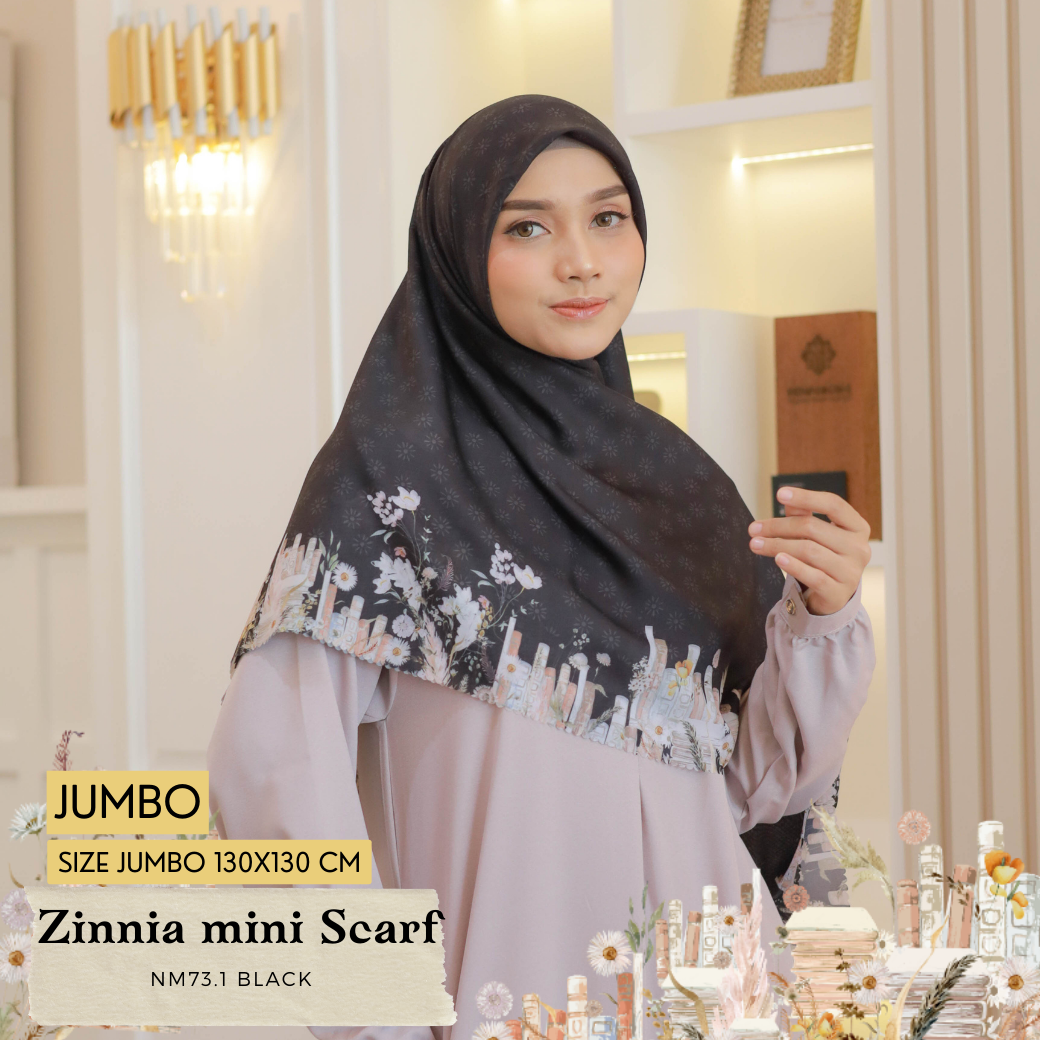 HIRA - Zinnia Mini Scarf Polycotton Standar & Jumbo | Hijab Segi Empat Motif