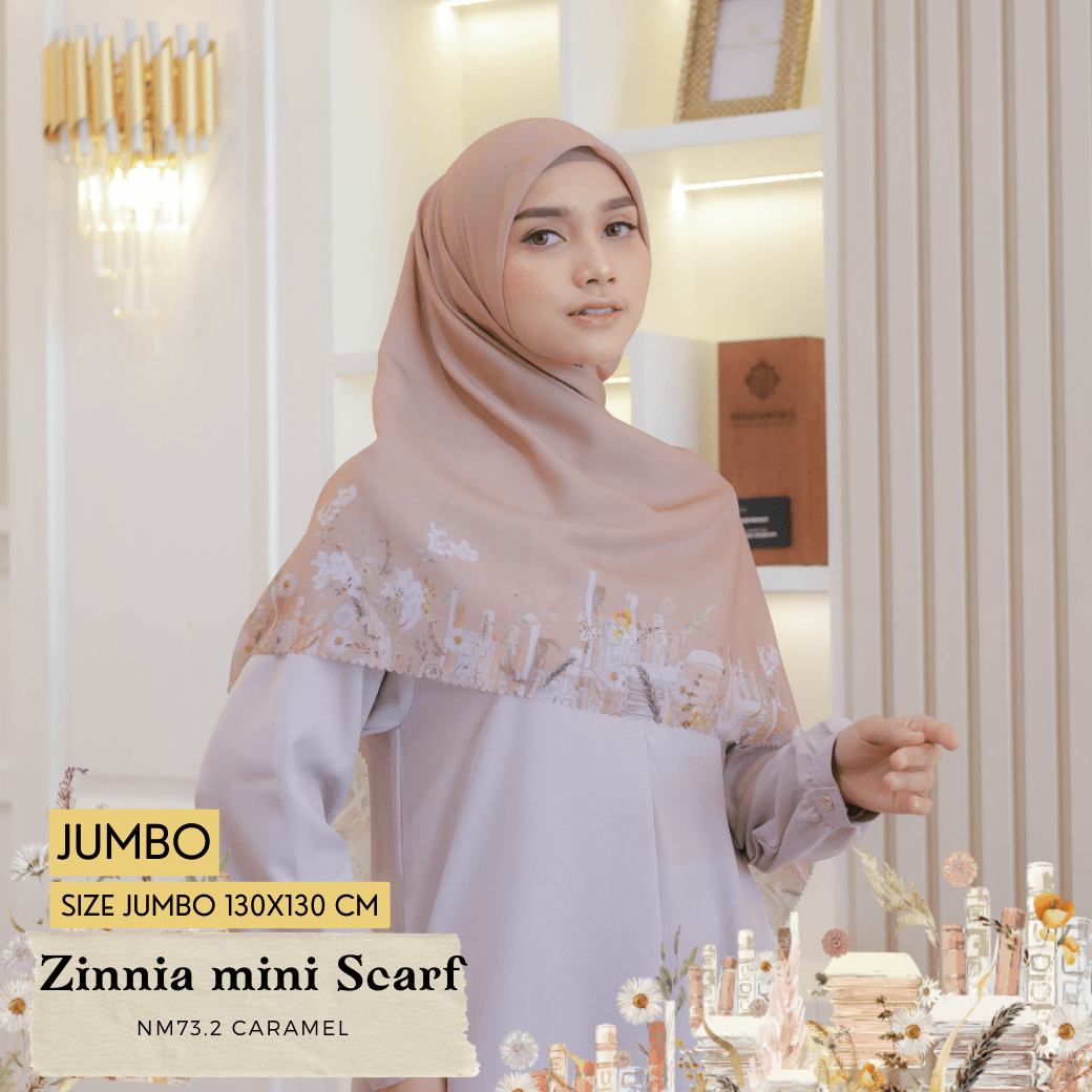 HIRA - Zinnia Mini Scarf Polycotton Standar & Jumbo | Hijab Segi Empat Motif