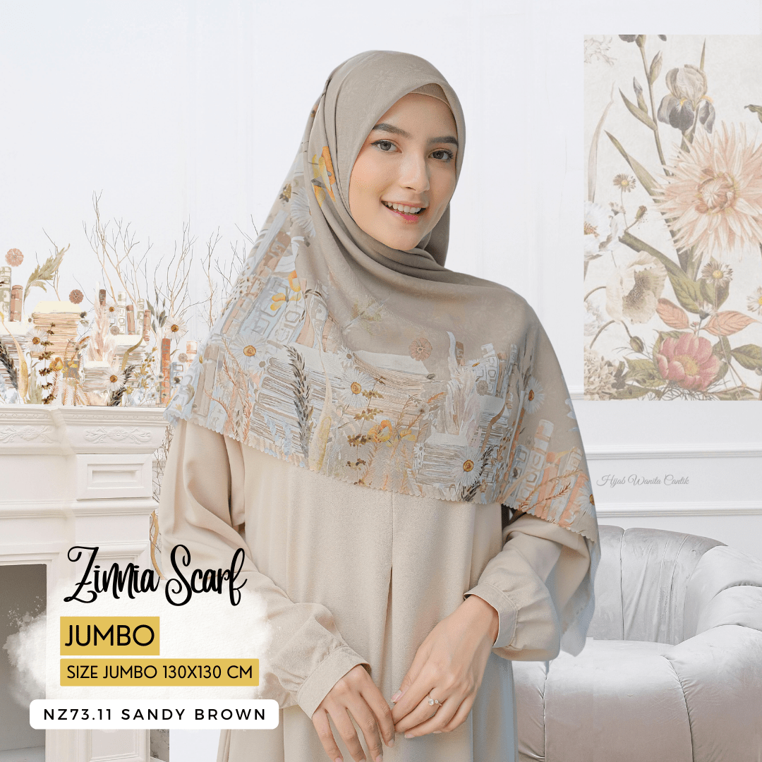 HIRA - Zinnia Scarf Polycotton Standar & Jumbo | Hijab Segi Empat Motif