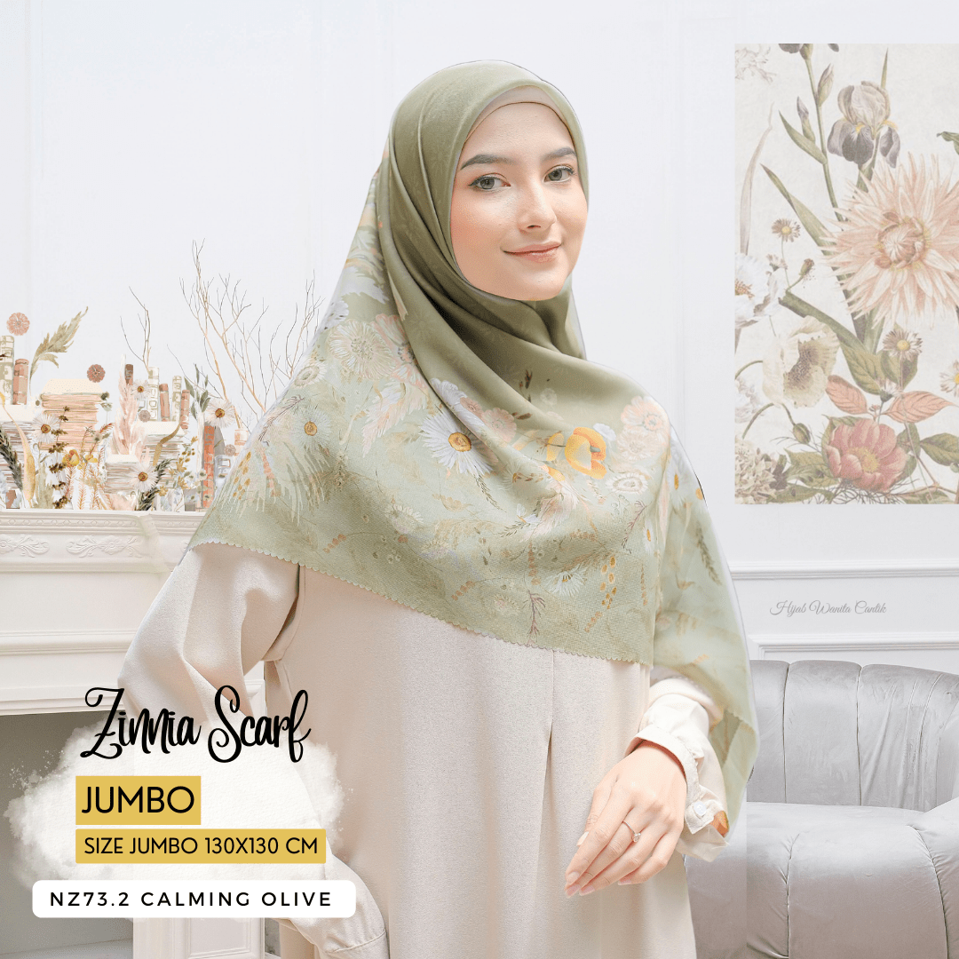 HIRA - Zinnia Scarf Polycotton Standar & Jumbo | Hijab Segi Empat Motif