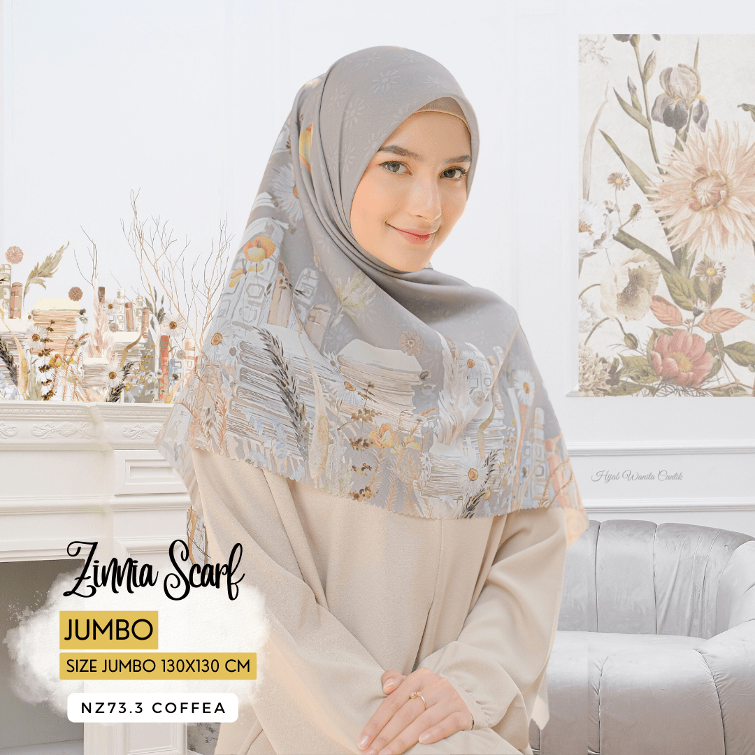 HIRA - Zinnia Scarf Polycotton Standar & Jumbo | Hijab Segi Empat Motif