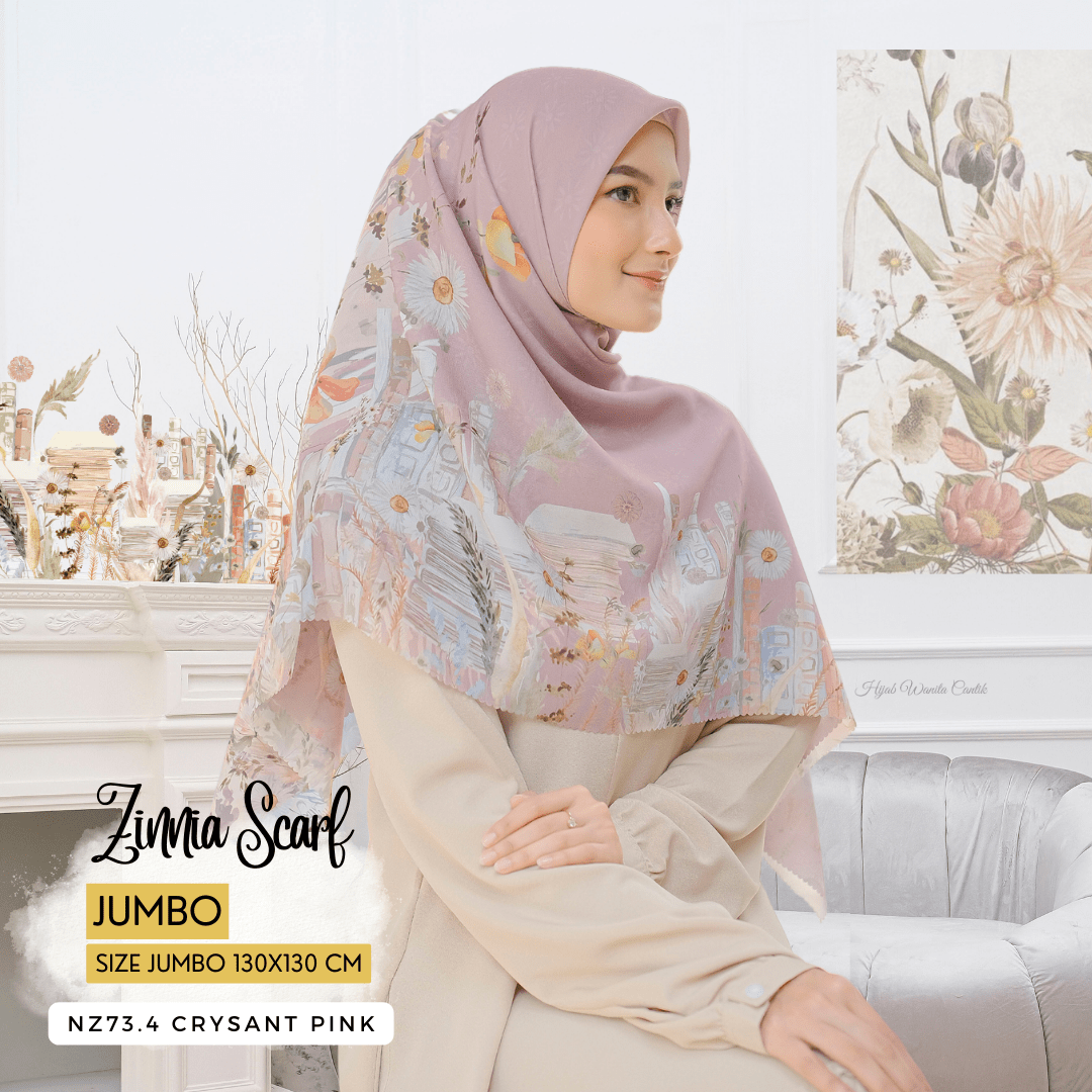 HIRA - Zinnia Scarf Polycotton Standar & Jumbo | Hijab Segi Empat Motif