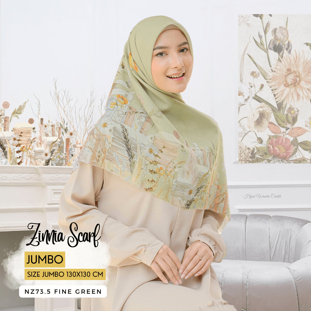HIRA - Zinnia Scarf Polycotton Standar & Jumbo | Hijab Segi Empat Motif