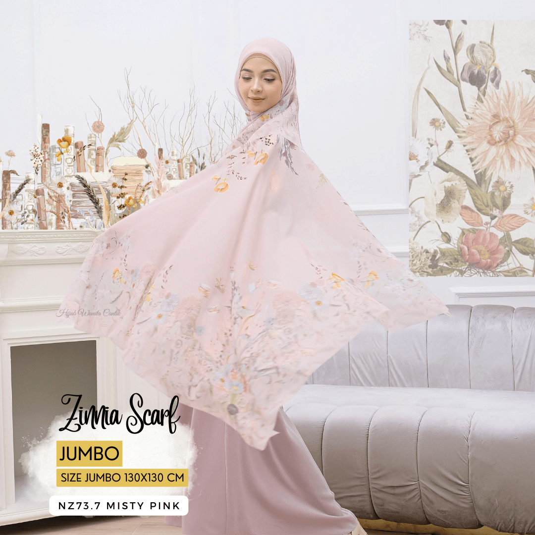 HIRA - Zinnia Scarf Polycotton Standar & Jumbo | Hijab Segi Empat Motif