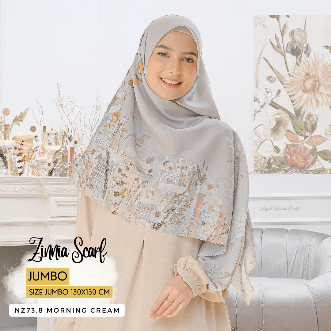 HIRA - Zinnia Scarf Polycotton Standar & Jumbo | Hijab Segi Empat Motif