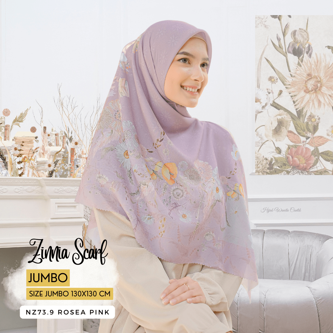 HIRA - Zinnia Scarf Polycotton Standar & Jumbo | Hijab Segi Empat Motif