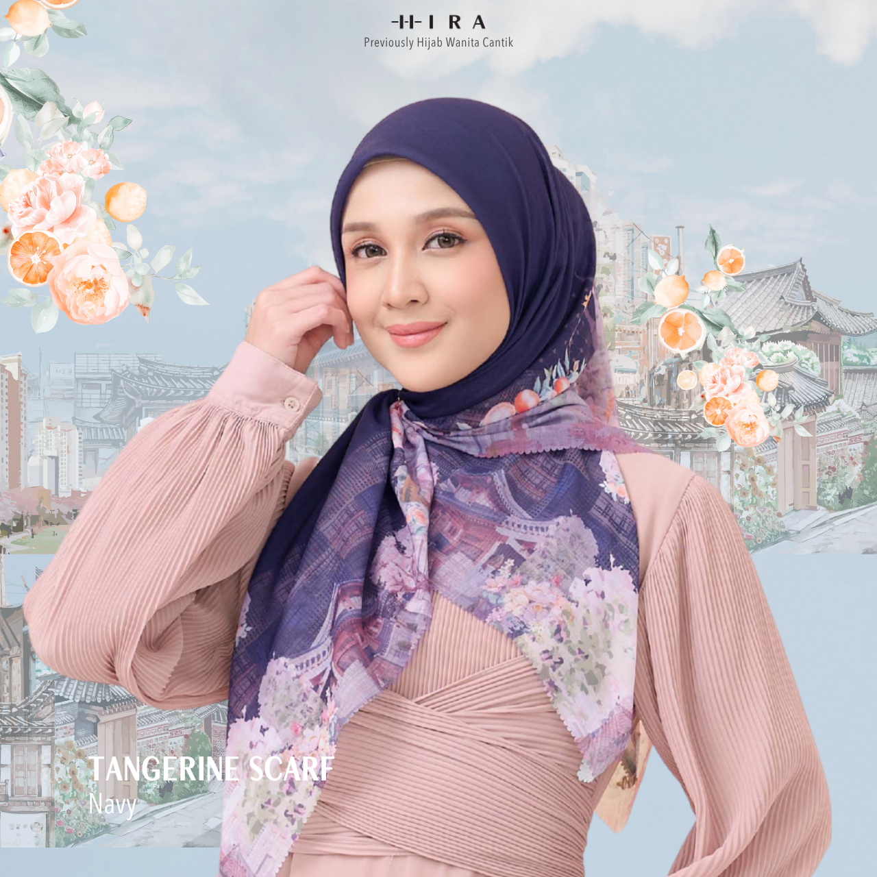 [Buy3 Get1 Free] HIRA - Tangerine Scarf Standar Voal Polycotton & Jumbo | Hijab Motif